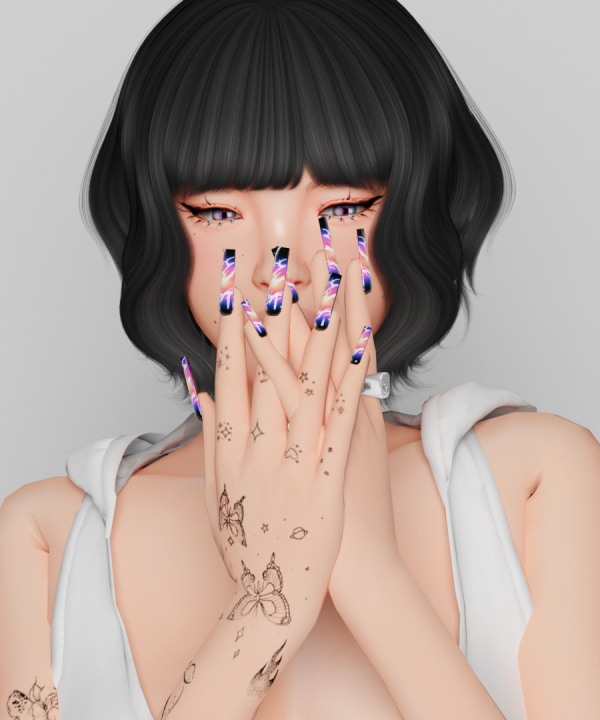 Alpha [TINA SIMS] GRADIENT EFFECT NAILS SET by simsfinds - The Sims 4 Custom Content