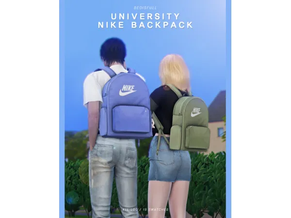 Alpha University nike backpack by BED MUSAE - The Sims 4 Custom Content