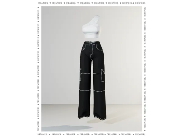 Alpha ONE STRAP TANK TOP STITCHED CARGO PANTS by dreamgirl - The Sims 4 Custom Content