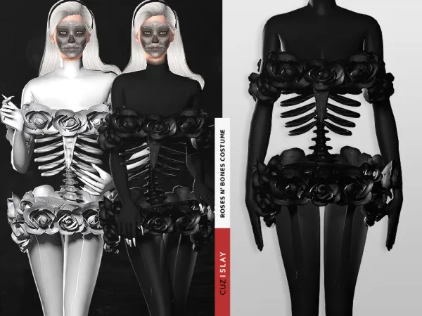 Alpha Bones n' Roses Costume by cuzislay - The Sims 4 Custom Content
