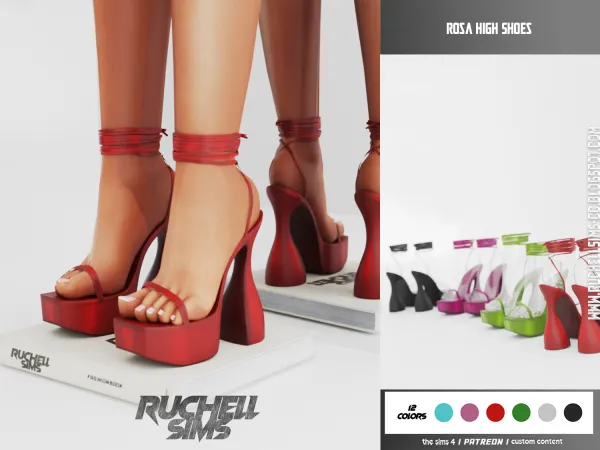 Alpha ROSA HIGH SHOES by ruchellsims - The Sims 4 Custom Content