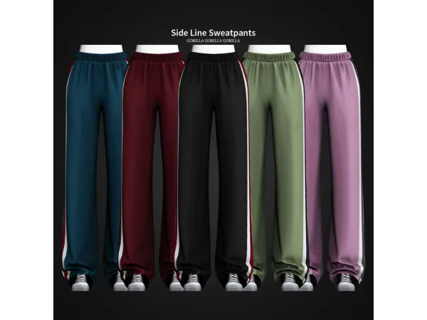 Alpha Side Line Sweatpants by Gorilla Gorilla Gorilla - The Sims 4 Custom Content