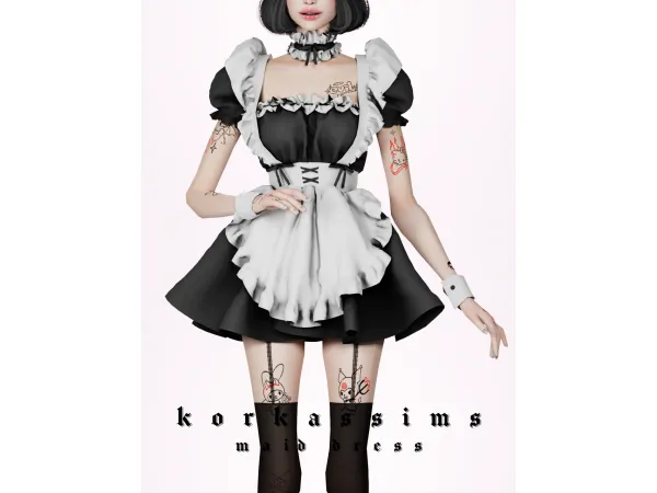 Alpha MAID DRESS HALLOWEEN GIFT by korkassims - The Sims 4 Custom Content