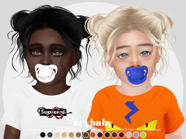 Alpha crybaby marie hair (s club) toddler f by crybaby - The Sims 4 Custom Content
