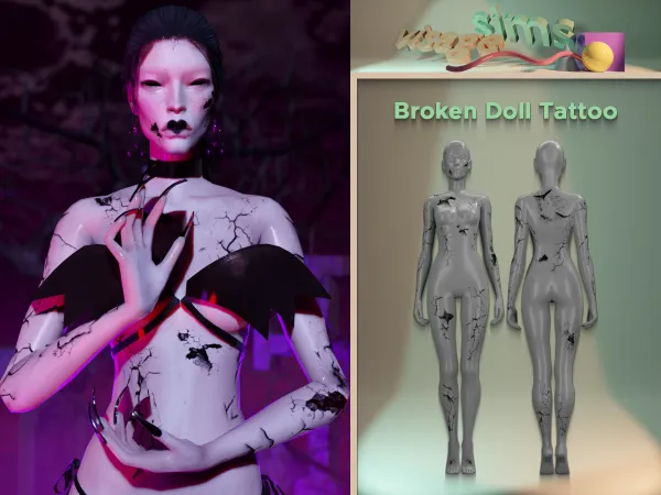 Mix Broken Doll Tattoo - The Sims 4 Custom Content