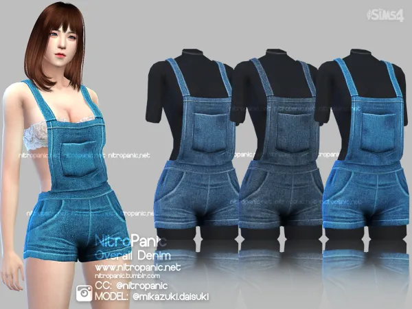 Alpha Overall Denim by nitropanic - The Sims 4 Custom Content