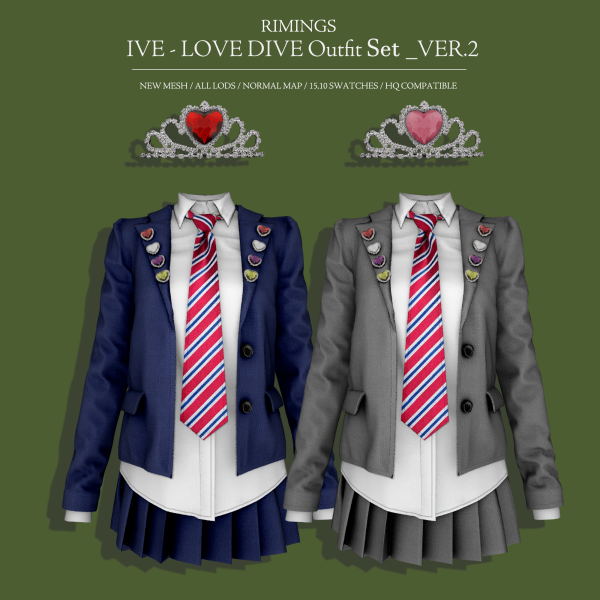 Alpha IVE LOVE DIVE Outfit _ver2 by simsfinds - The Sims 4 Custom Content