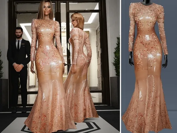 Alpha Beyonce'S Gown with Pearls cool_content_star by cool_content_star - The Sims 4 custom content