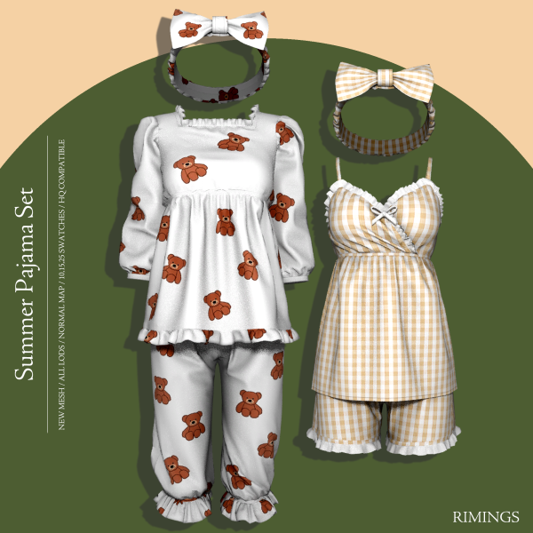 Alpha [RIMINGS] Summer Pajama Set by simsfinds - The Sims 4 Custom Content