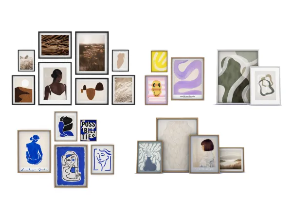 Mix Framed Posters Gallery Walls and Leaning Frames by Sooky88 - The Sims 4 Custom Content