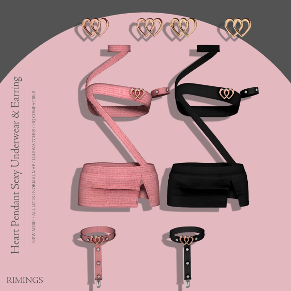 Alpha [RIMINGS] Heart Pendant Sexy Underwear Earring by simsfinds - The Sims 4 Custom Content
