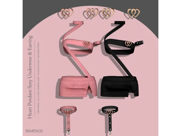 [RIMINGS] Heart Pendant Sexy Underwear & Earring