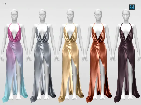 Alpha Belaloallure Ellie Dress RC by elfdor - The Sims 4 Custom Content