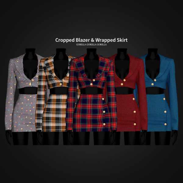 Alpha Cropped Blazer Wrapped Skirt by simsfinds - The Sims 4 Custom Content