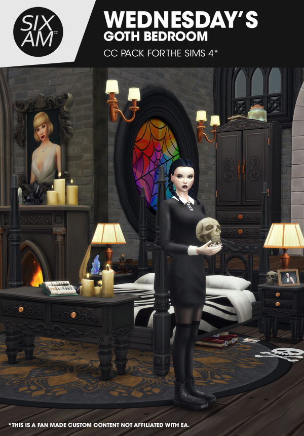 Maxis Match Wednesday Goth Bedroom by simsfinds - The Sims 4 Custom Content