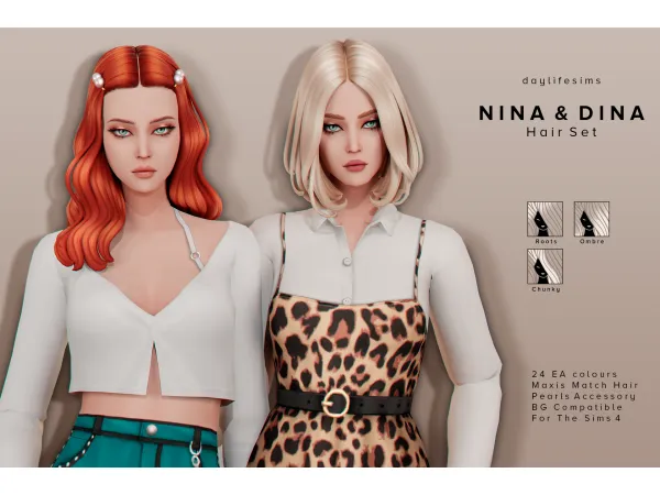 Maxis Match NINA & DINA SET by daylifesims - The Sims 4 custom content
