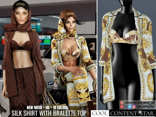 Alpha SILK SHIRT WITH BRALETTE TOP cool_content_star by cool_content_star - The Sims 4 Custom Content