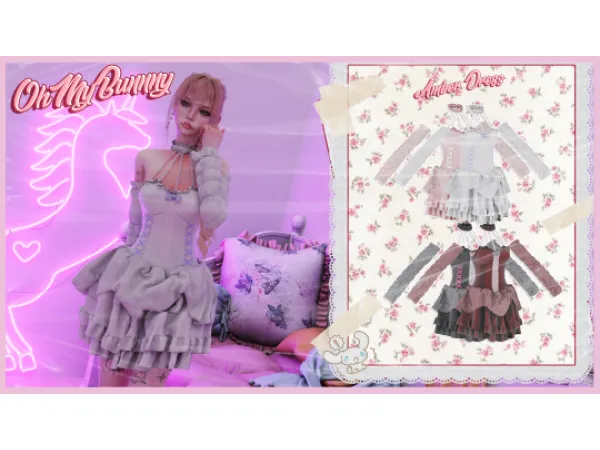 Alpha KITTEN AMBER DRESS - The Sims 4 Custom Content