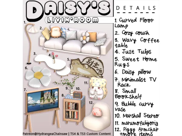 Mix Daisy's Livin'Room - The Sims 4 Custom Content