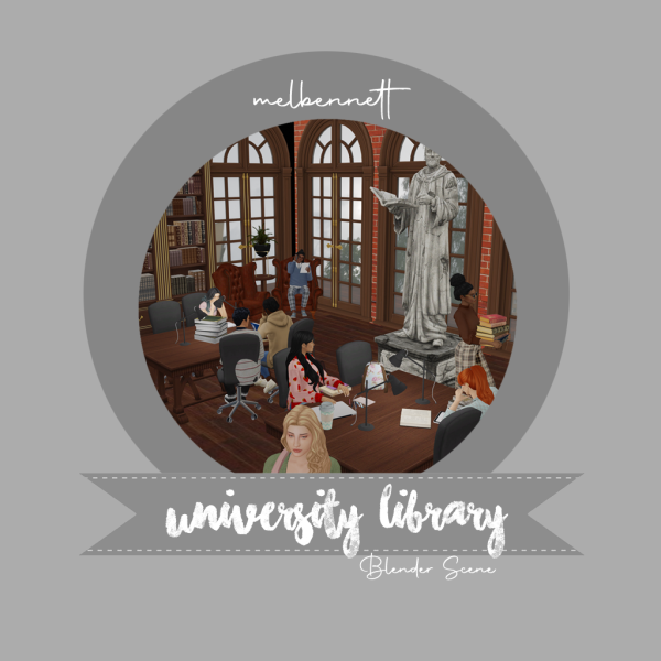 Maxis Match University Library Blender Scene by melbennett - The Sims 4 Custom Content