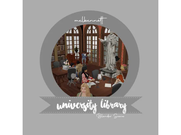 Maxis Match University Library Blender Scene - The Sims 4 Custom Content