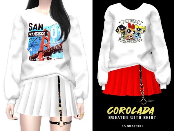 Alpha Corolada Sweater with Skirt by grafity-cc - The Sims 4 Custom Content