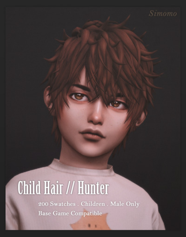 Maxis Match Hunter Hair [Child Conversion] by simsfinds - The Sims 4 Custom Content