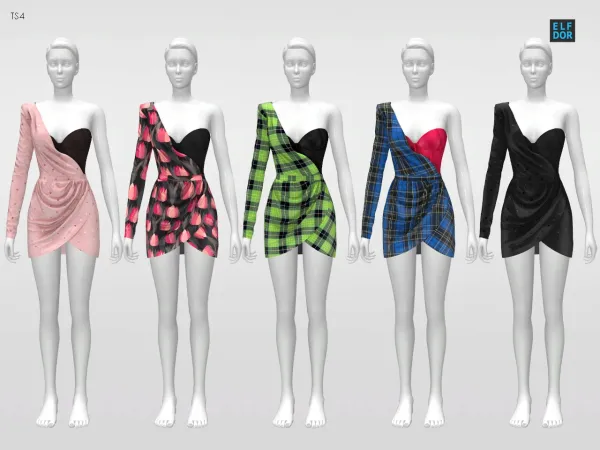 Alpha Belaloallure Jules Velvet Dress Xmas RC by elfdor - The Sims 4 Custom Content