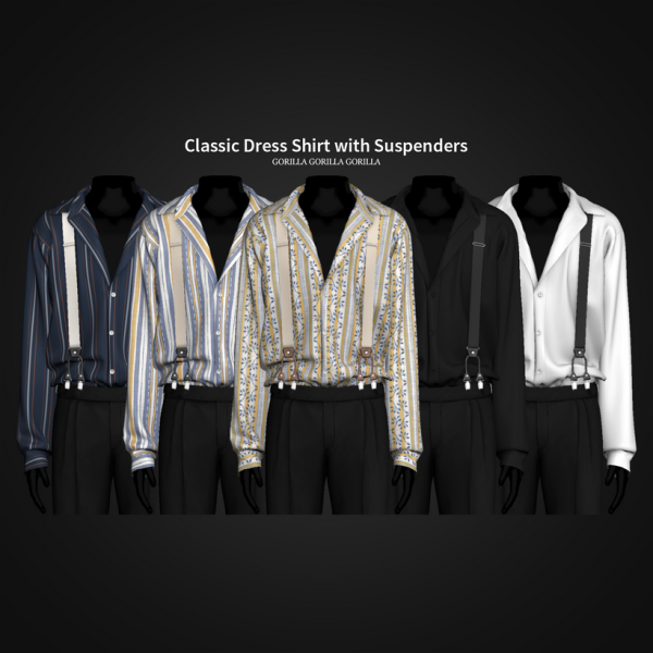 Alpha Classic Dress Shirt with Suspenders by simsfinds - The Sims 4 Custom Content