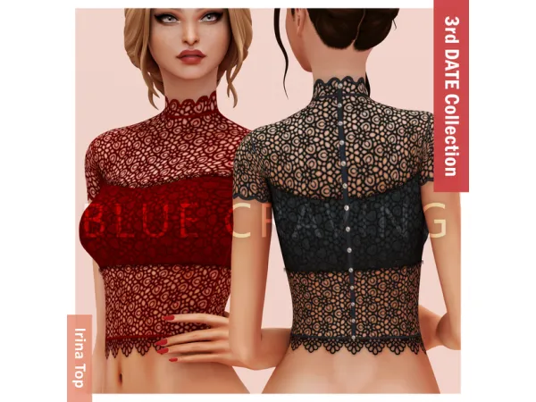 Alpha Blue Craving Irina Top - The Sims 4 Custom Content