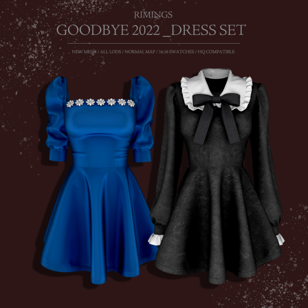 Alpha [RIMINGS] GOODBYE 2022 _DRESS SET by simsfinds - The Sims 4 Custom Content