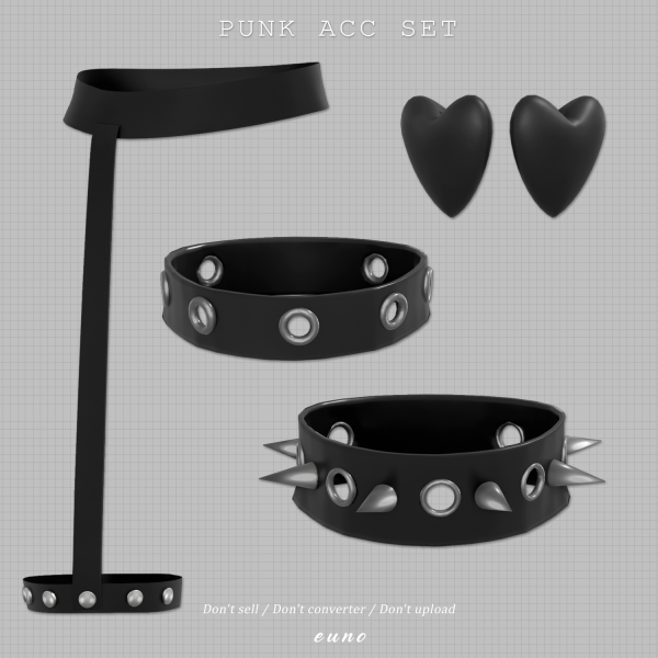 Alpha punk acc set by euno - The Sims 4 Custom Content