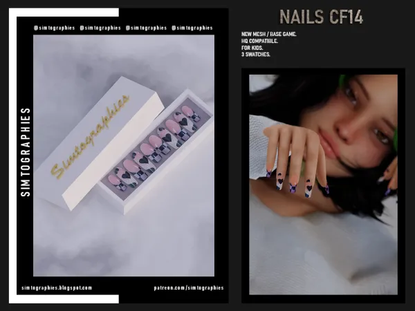 Alpha Nails CF14 by simtographies - The Sims 4 Custom Content