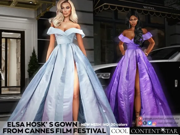 Alpha Elsa Hosk'S Gown from Cannes Film Festival cool_content_star by cool_content_star - The Sims 4 Custom Content