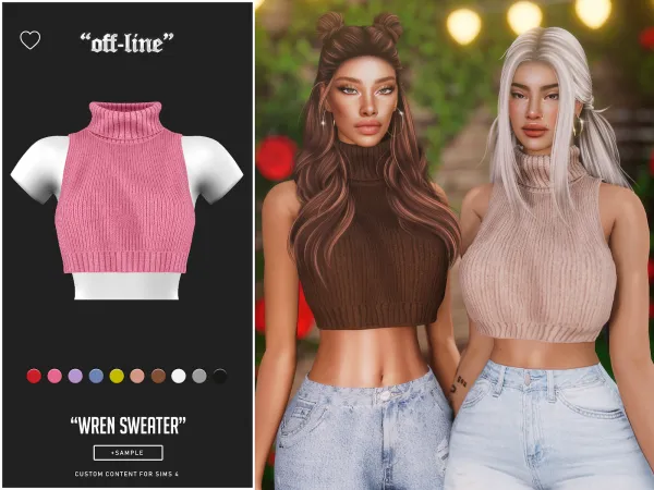 Alpha Off Line Wren Sweater (Sample) by bergdorfsims - The Sims 4 Custom Content