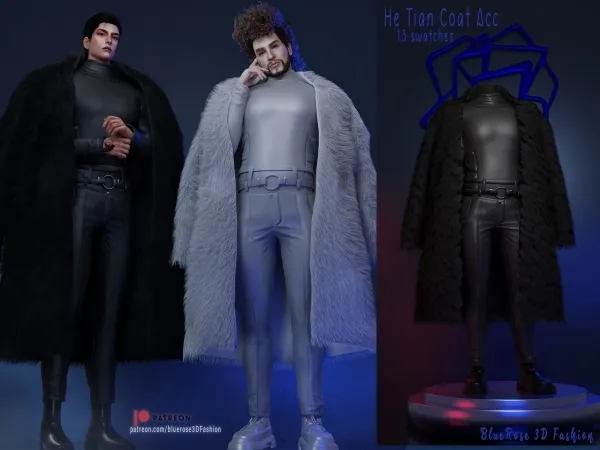 Alpha He Tian Coat Acc BRsims by bluerose-sims - The Sims 4 Custom Content