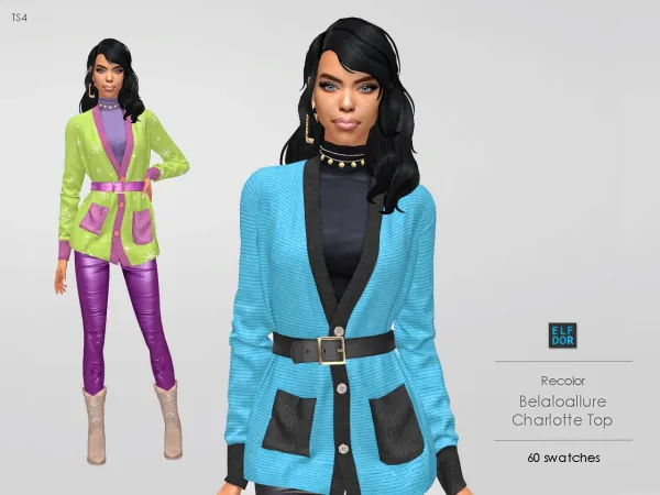 Alpha Belaloallure Charlotte Top RC by elfdor - The Sims 4 Custom Content