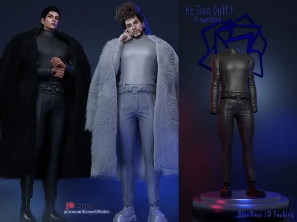 Alpha He Tian Outfit BRsims by bluerose-sims - The Sims 4 Custom Content