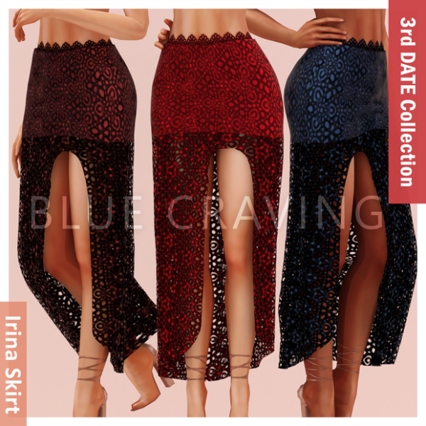 Alpha Blue Craving Irina Skirt by bluecraving - The Sims 4 Custom Content
