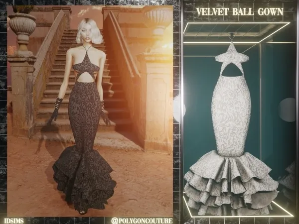 Alpha Velvet Ball Gown by polygoncouture - The Sims 4 Custom Content