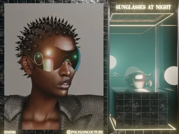 Alpha Sunglasses at Night by polygoncouture - The Sims 4 Custom Content