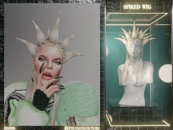Alpha Spiked Wig by polygoncouture - The Sims 4 Custom Content