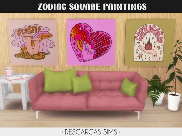 Mix Zodiac Square Paintings - The Sims 4 Custom Content