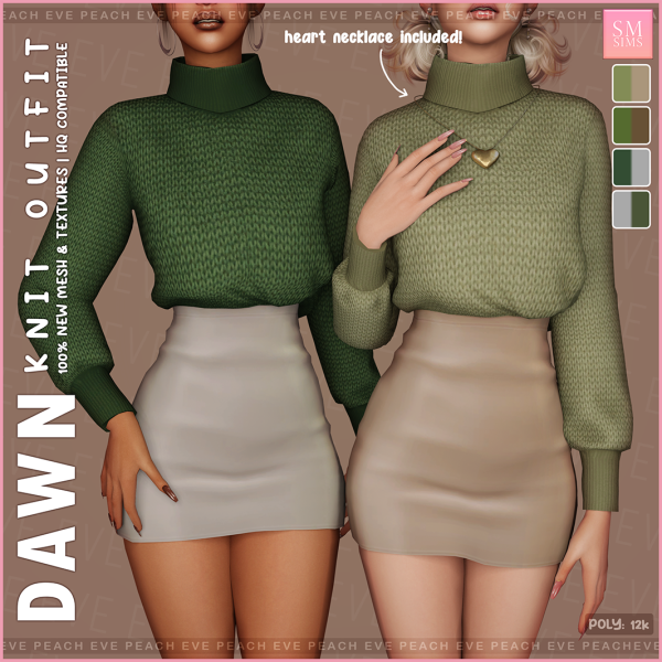 Alpha Dawn Knit Outfit (with necklace) by smsims - The Sims 4 Custom Content