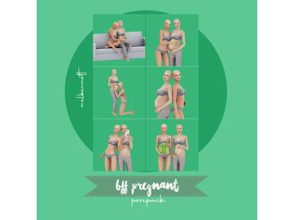 Mix BFF Pregnant Posepack - The Sims 4 Custom Content