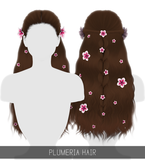 Alpha PLUMERIA HAIR by simsfinds - The Sims 4 Custom Content