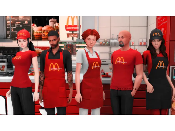 Maxis Match McDonalds Uniforms Cap by depressedsimmer - The Sims 4 Custom Content