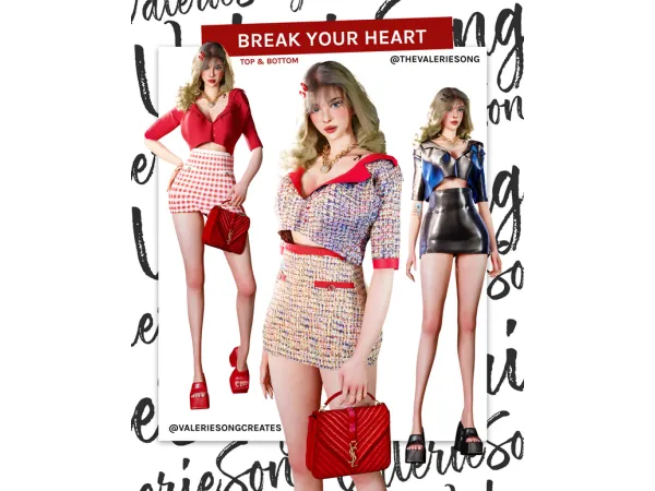 Alpha Break My Heart Mini Set Top Bottom by valeriesong - The Sims 4 Custom Content