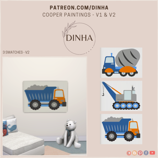 Mix Cooper Paintings V1 V2 by dinhagamer - The Sims 4 Custom Content