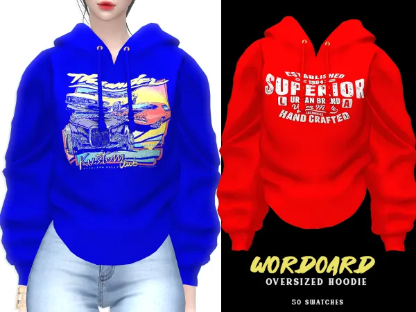 Alpha Wordoard Oversized Hoodie by grafity-cc - The Sims 4 Custom Content